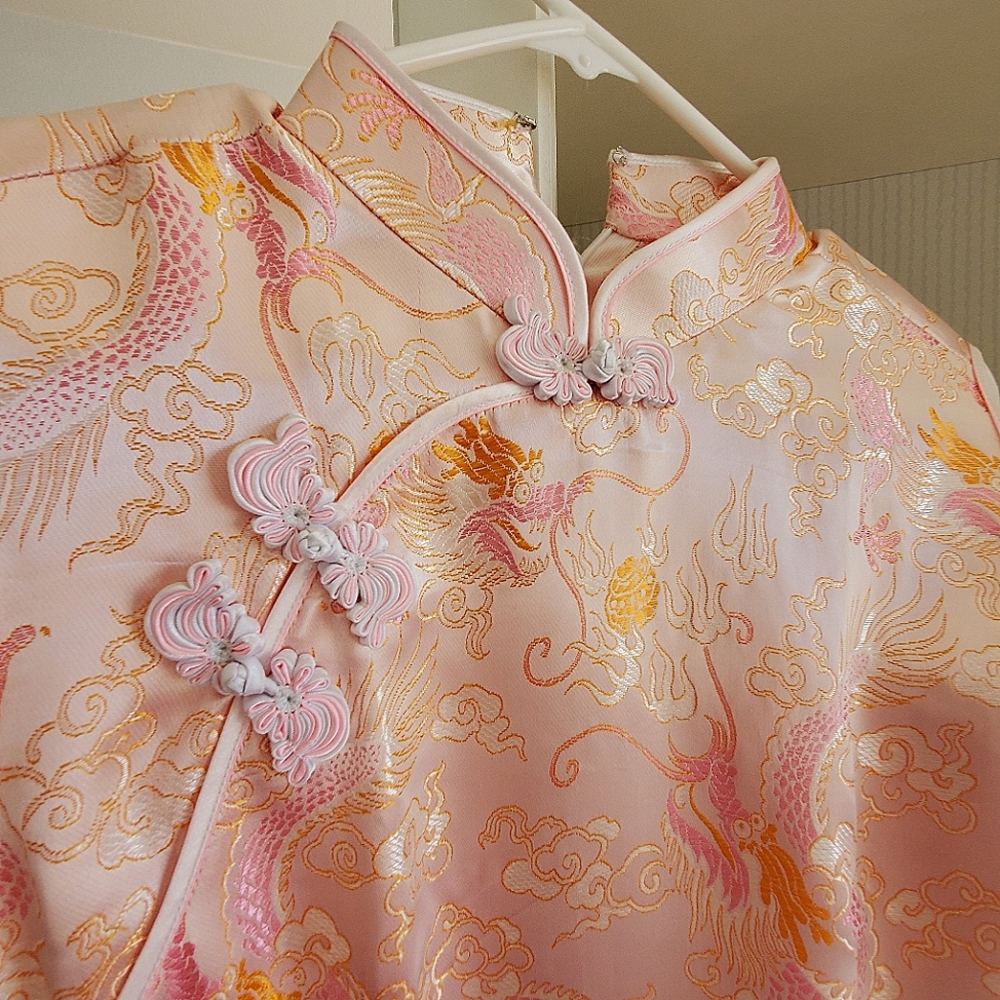 Gold/Rose long Cheongsam Dragon dress